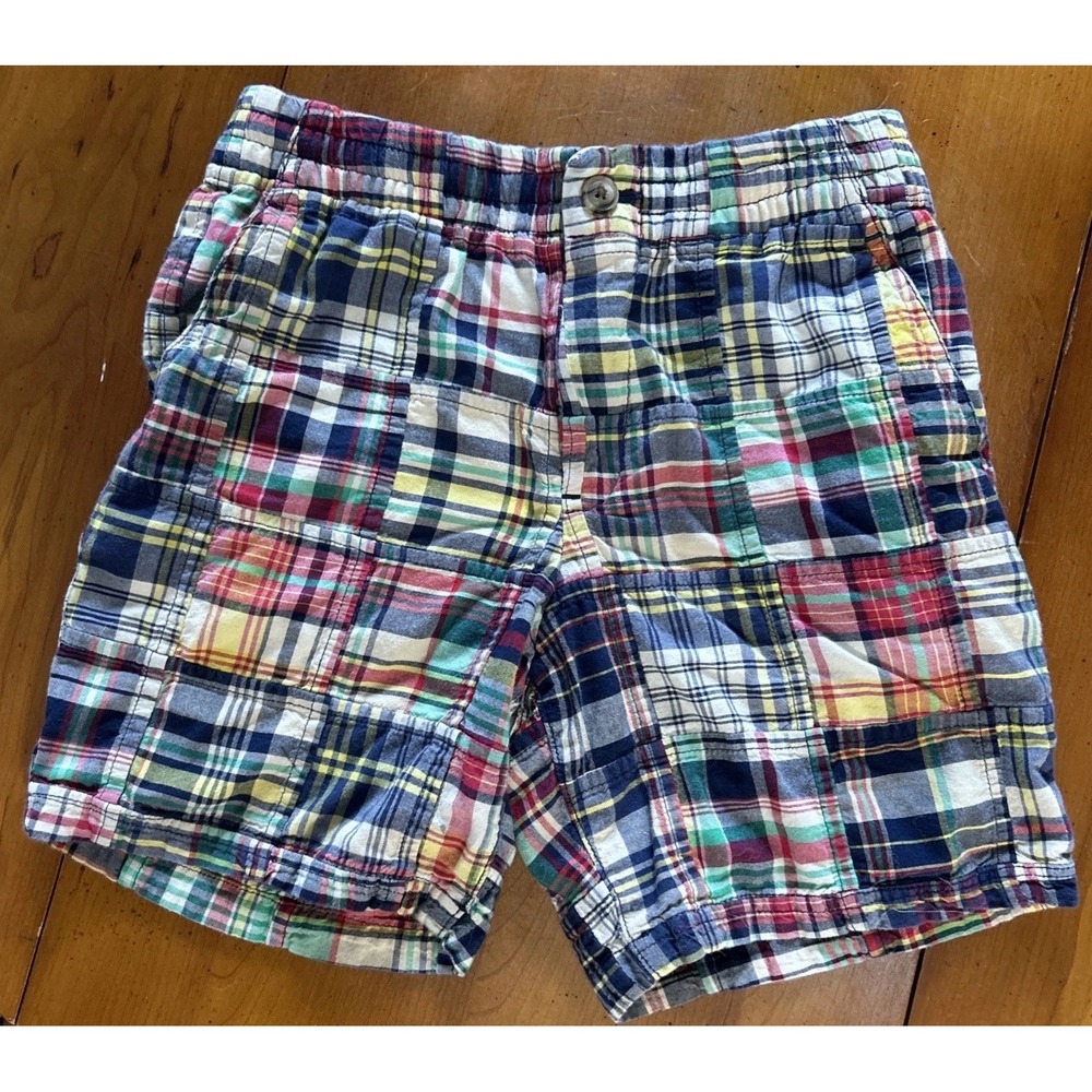 Boys Polo Ralph Lauren Prepster Multi Madras Plaid Patchwork Chino Shorts Sz 10